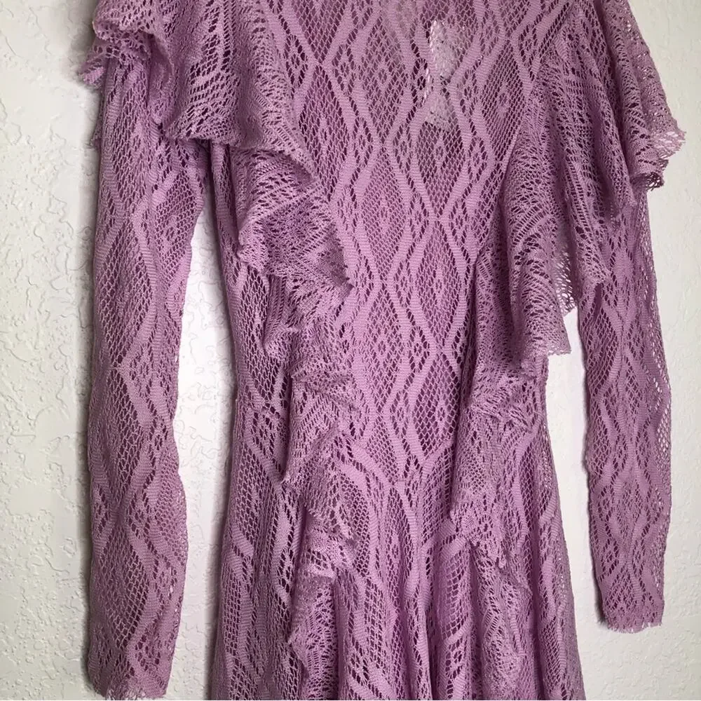 Free People wisteria pink purple lace ruffle dress size Extra Small NWT